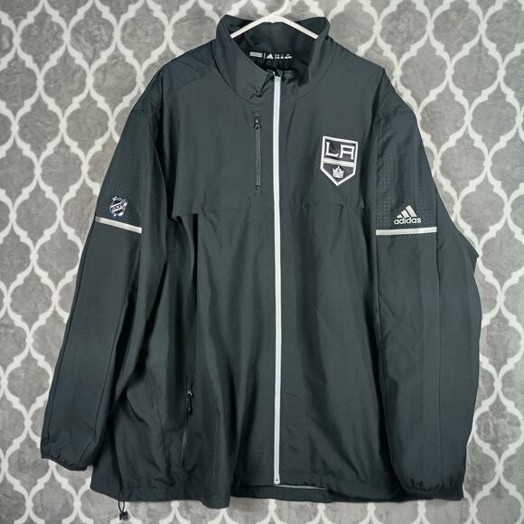 Adidas LA Kings Jacket Men 4XL Black NHL Full Zip Hockey Warm Up - Picture 1 of 14